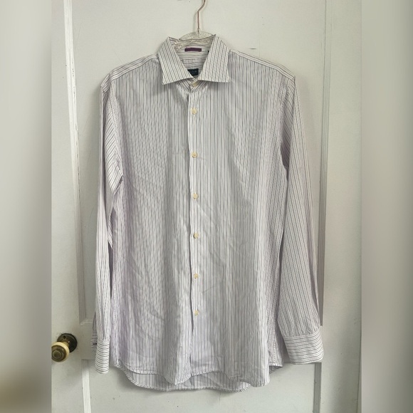 Paul Smith Silk Blend Striped Button Down Shirt Size 16/41 $240 - Picture 1 of 3
